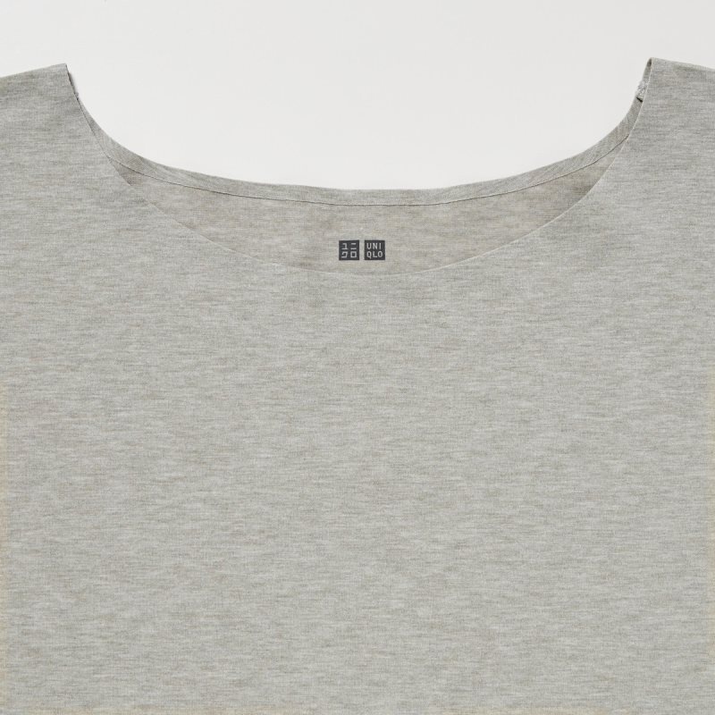 Dark Grey Women Uniqlo Airism Seamless Boat Neck Short-sleeve Long T Shirts | USA KLFRT-8419