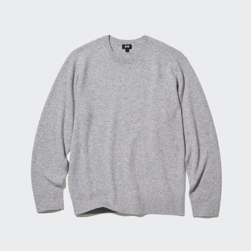 Dark Grey Women Uniqlo Cashmere Crew Neck Long-sleeve Sweaters | USA RWPCL-8162