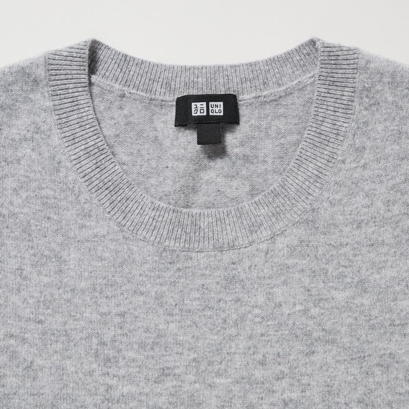 Dark Grey Women Uniqlo Cashmere Crew Neck Long-sleeve Sweaters | USA RWPCL-8162