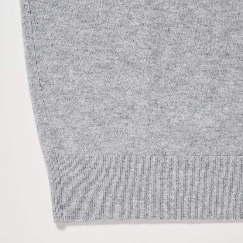 Dark Grey Women Uniqlo Cashmere Crew Neck Long-sleeve Sweaters | USA RWPCL-8162