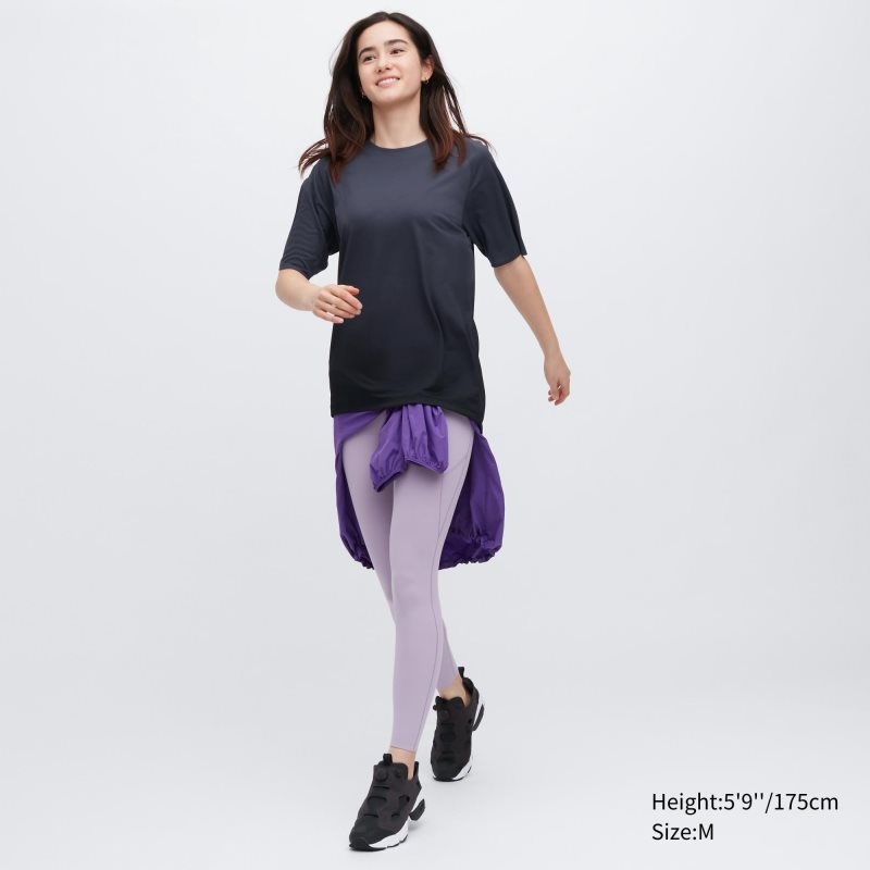 Dark Grey Women Uniqlo Dry-ex Crew Neck Short-sleeve (Lightweight) T Shirts | USA NXLOQ-1597