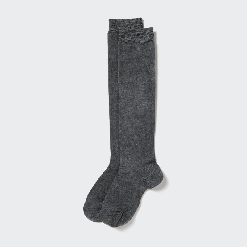 Dark Grey Women Uniqlo Heattech Knee High Socks | USA GAOIJ-3728