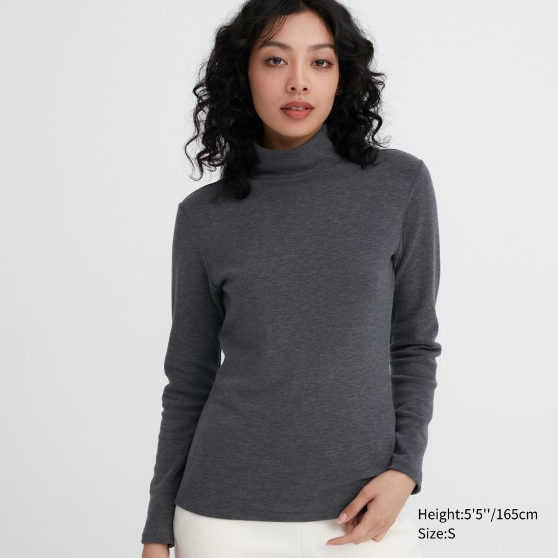 Dark Grey Women Uniqlo Heattech Ultra Warm High Neck T Shirts | USA UBRJX-3715