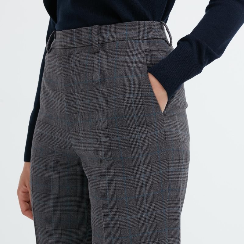 Dark Grey Women Uniqlo Smart Ankle (2-way Stretch Glen Check) Pants | USA LJEFH-8519