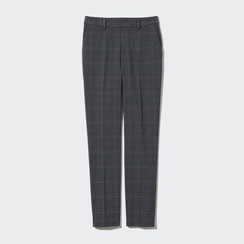 Dark Grey Women Uniqlo Smart Ankle (2-way Stretch Glen Check) Pants | USA LJEFH-8519