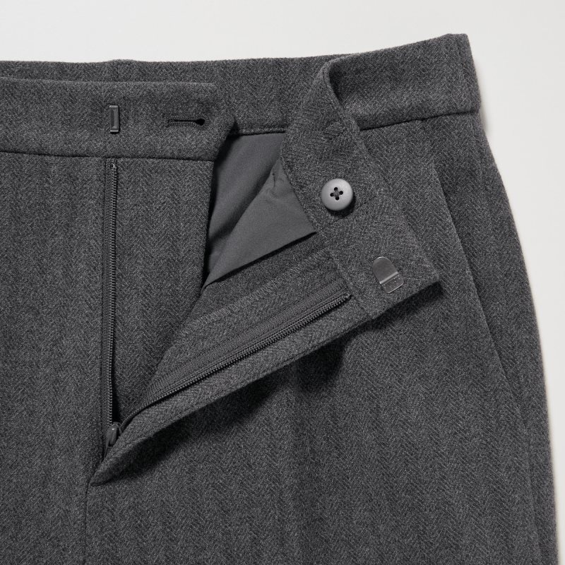 Dark Grey Women Uniqlo Smart Brushed Ankle Pants | USA GMLKS-7968