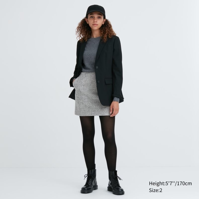 Dark Grey Women Uniqlo Tweed Mini (Houndstooth) Skirts | USA DTAGU-5687