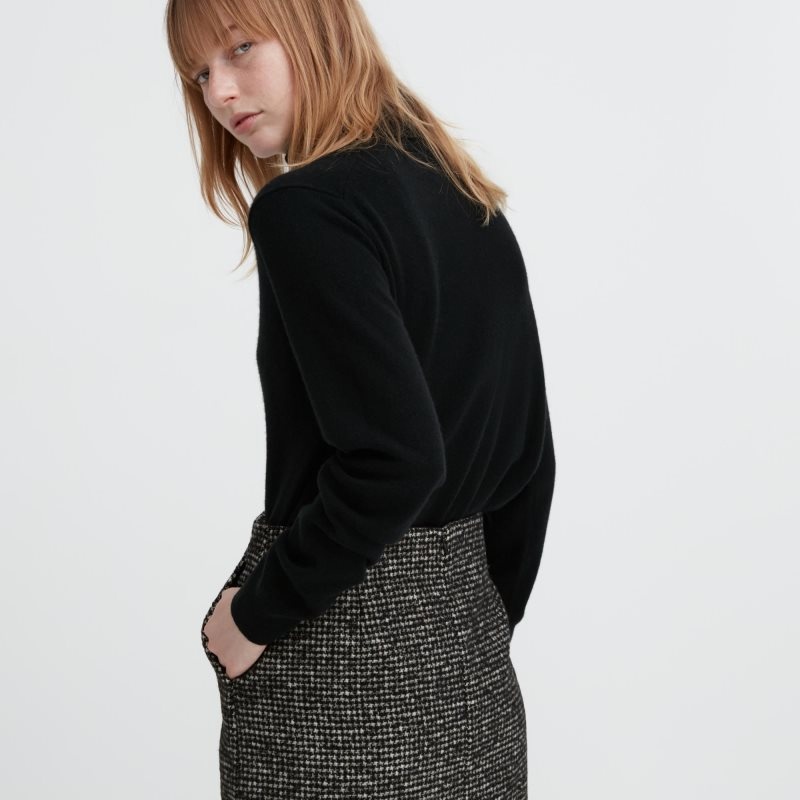 Dark Grey Women Uniqlo Tweed Mini (Houndstooth) Skirts | USA DTAGU-5687