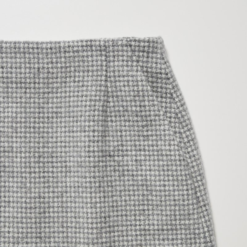 Dark Grey Women Uniqlo Tweed Mini (Houndstooth) Skirts | USA DTAGU-5687