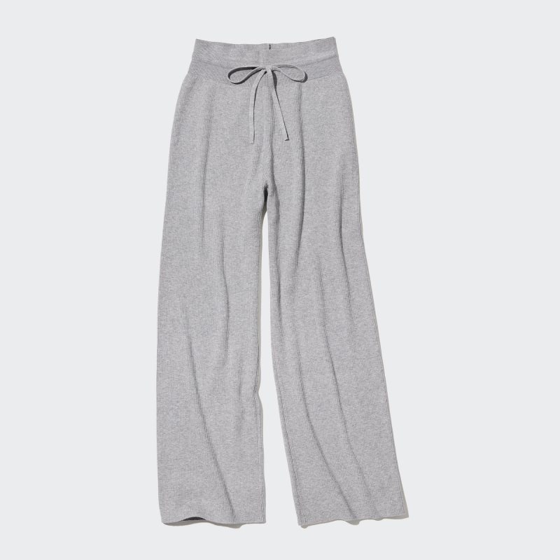 Dark Grey Women Uniqlo Washable Knit Ribbed Pants | USA FJSWR-2856