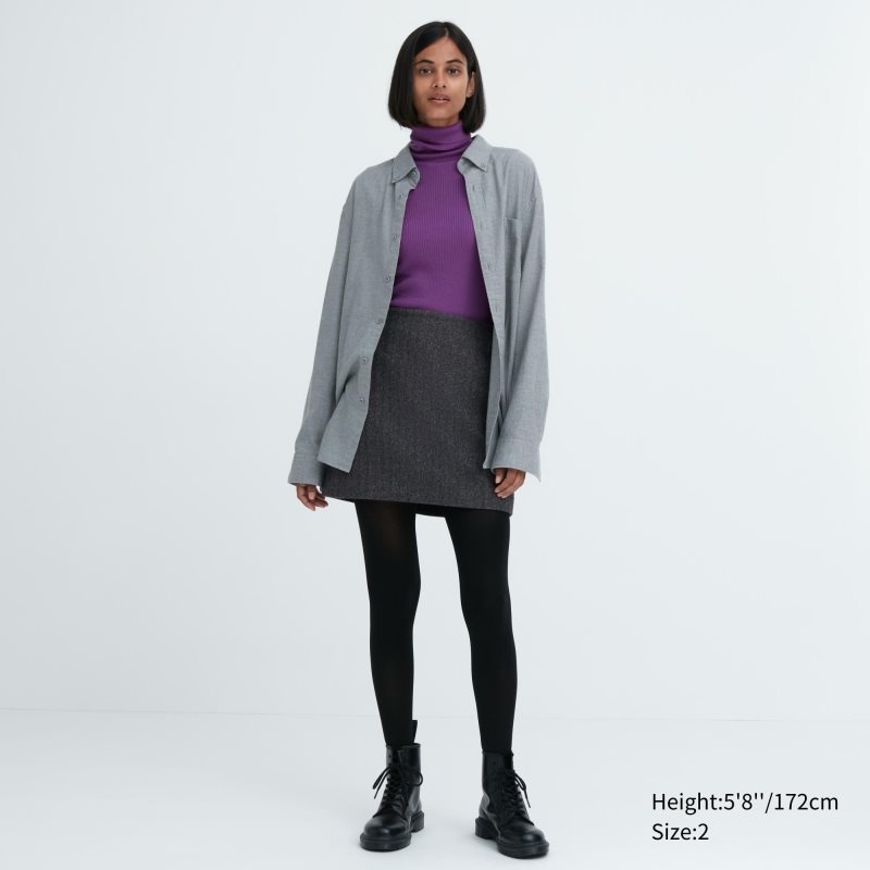 Dark Grey Women Uniqlo Wool Blend Mini Skirts | USA TXFBQ-8176