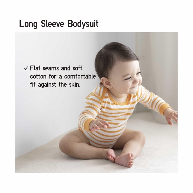 Green Baby Uniqlo Striped Long-sleeve Bodysuit | USA DXNJR-5963