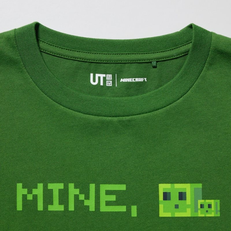 Green Kids Uniqlo Minecraft Ut (Short-sleeve Graphic) T Shirts | USA DRLMI-5041