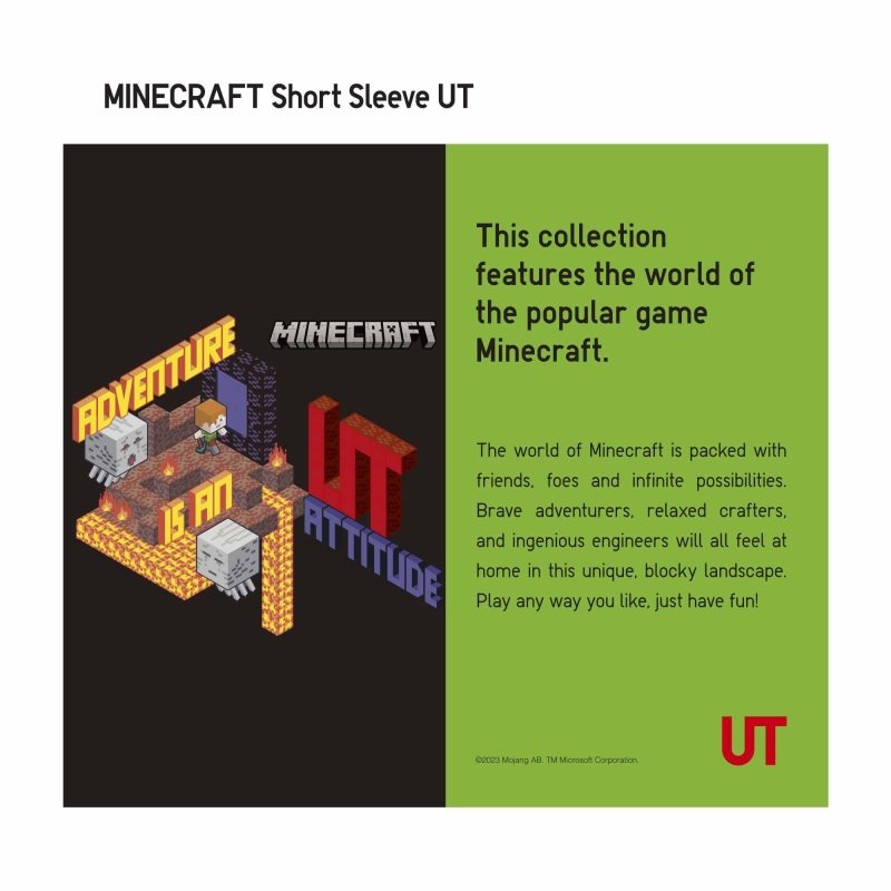 Green Kids Uniqlo Minecraft Ut (Short-sleeve Graphic) T Shirts | USA DRLMI-5041