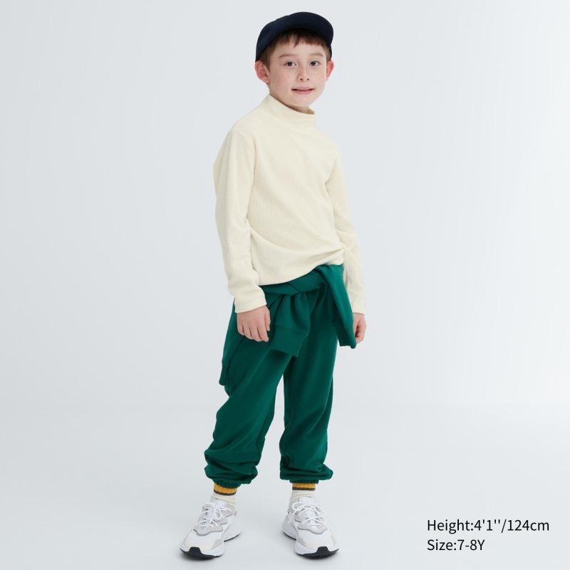 Green Kids Uniqlo Ribbed Fleece High Neck Long-sleeve T Shirts | USA RUMHP-6913