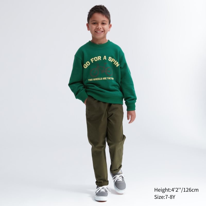 Green Kids Uniqlo Ultra Stretch Graphic Long-sleeve Sweatshirt | USA OIJZT-6231