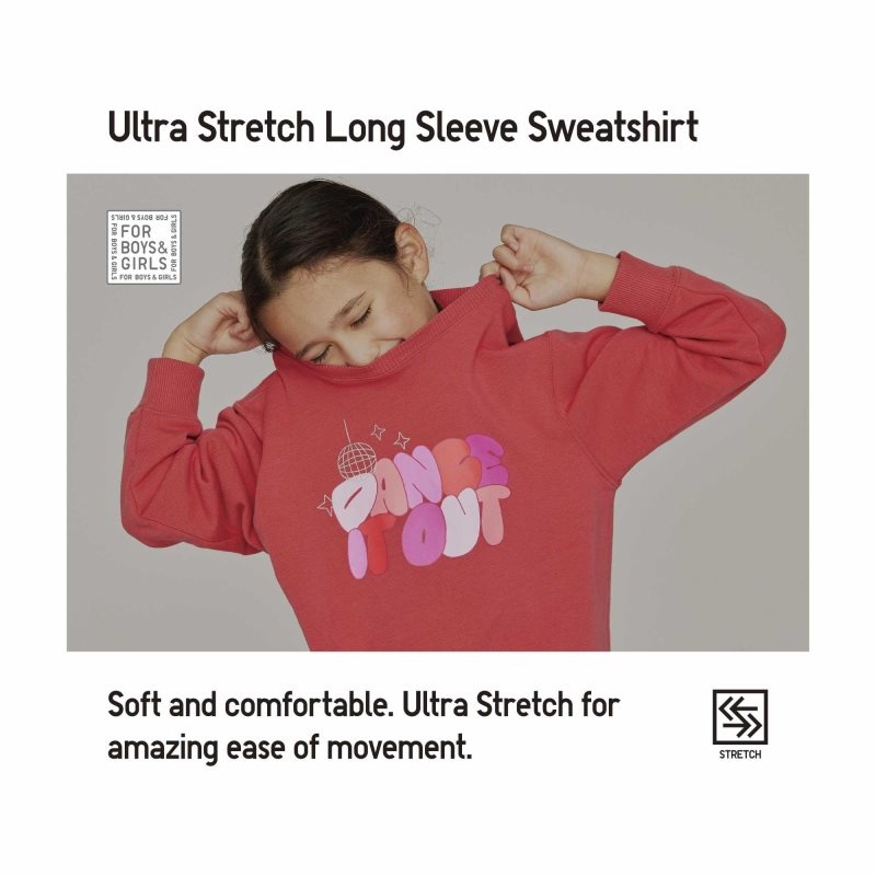 Green Kids Uniqlo Ultra Stretch Graphic Long-sleeve Sweatshirt | USA OIJZT-6231