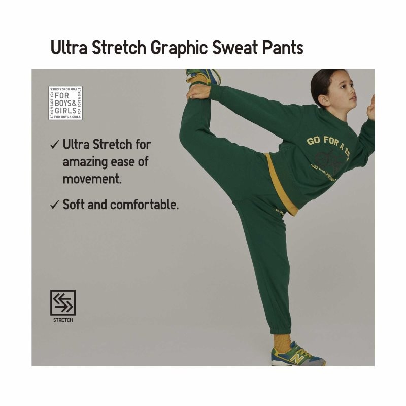 Green Kids Uniqlo Ultra Stretch Graphic Sweatpants | USA MSVLJ-6514