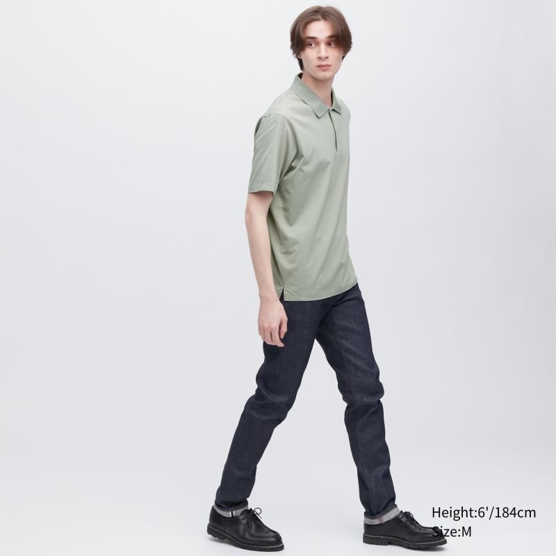 Green Men Uniqlo Airism Regular Collar Polo Shirts | USA AHZNF-2079