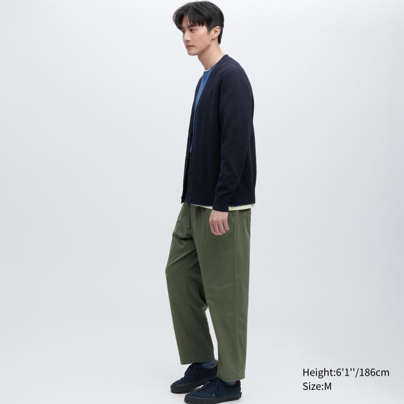 Green Men Uniqlo Cotton Relaxed Ankle Pants | USA HTGXB-4573