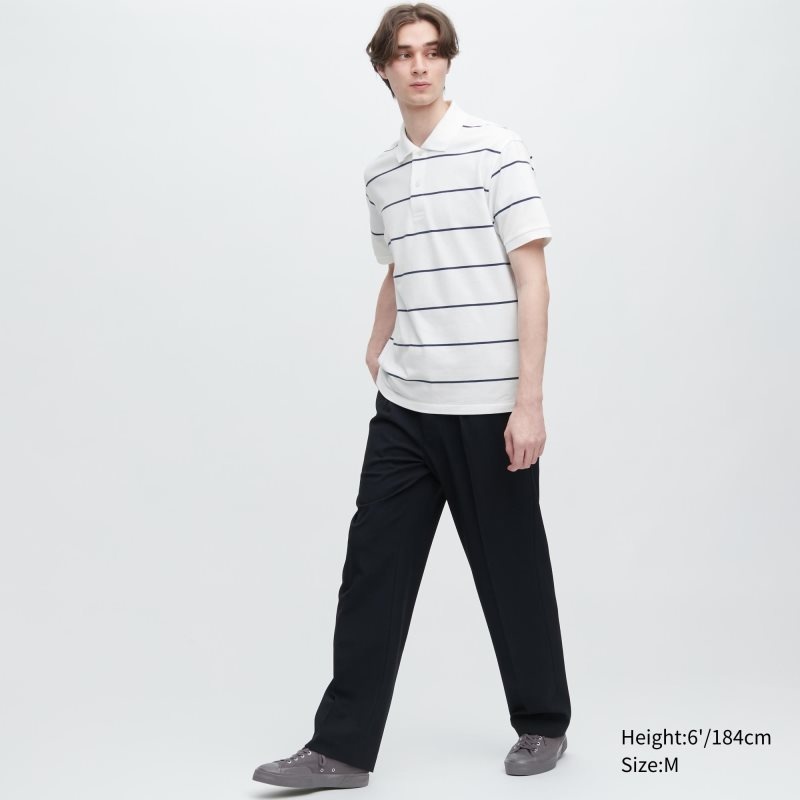 Green Men Uniqlo Dry Pique Striped Short-sleeve Polo Shirts | USA JHKGO-4037