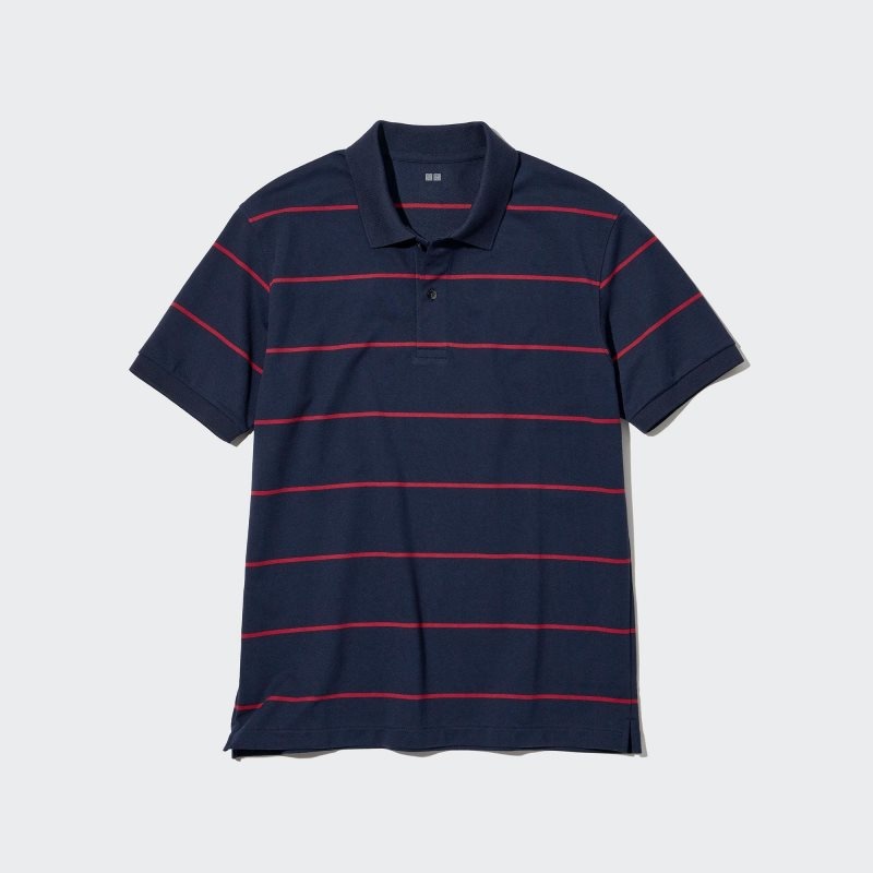 Green Men Uniqlo Dry Pique Striped Short-sleeve Polo Shirts | USA JHKGO-4037