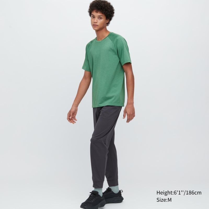 Green Men Uniqlo Dry-ex Crew Neck Short-sleeve T Shirts | USA FVASU-9263