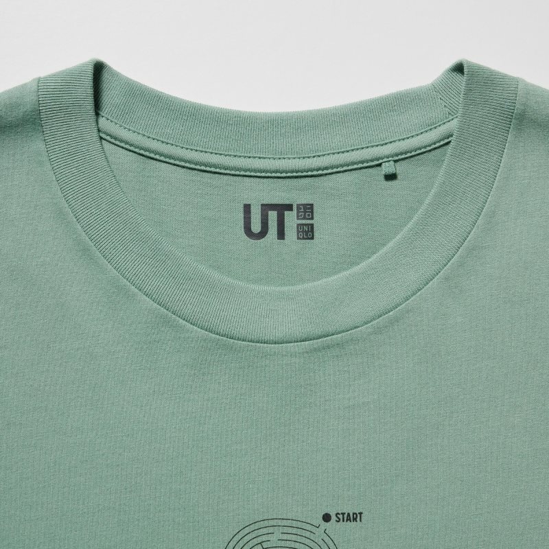 Green Men Uniqlo Mickey Stands Ut (Short Sleeve Graphic) T Shirts | USA XFRUK-9062