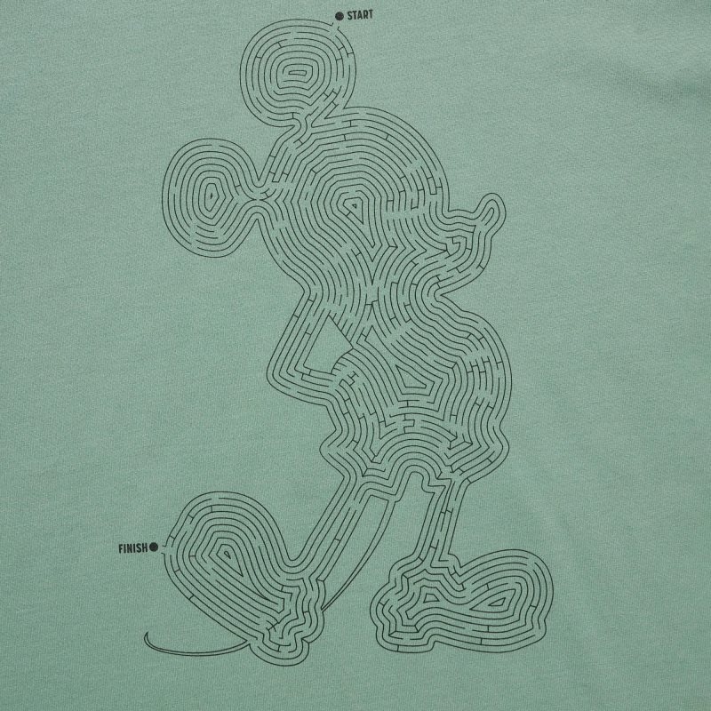 Green Men Uniqlo Mickey Stands Ut (Short Sleeve Graphic) T Shirts | USA XFRUK-9062