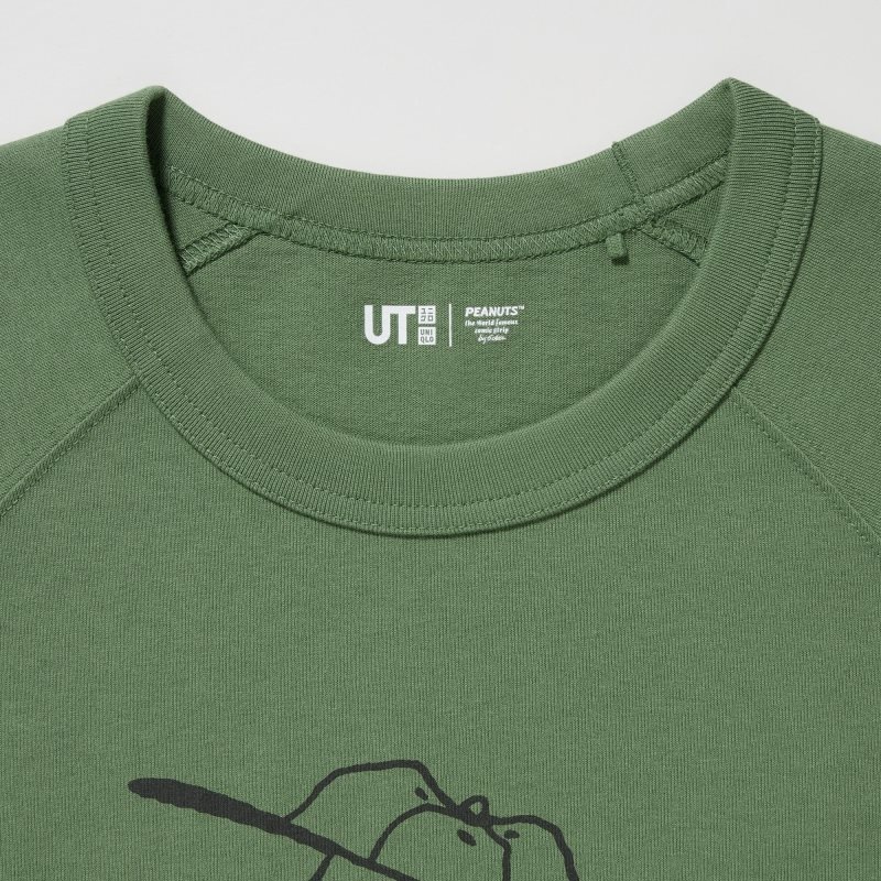 Green Men Uniqlo Retro Peanuts Ut (Oversized Short-sleeve Graphic) T Shirts | USA EQPNC-0983