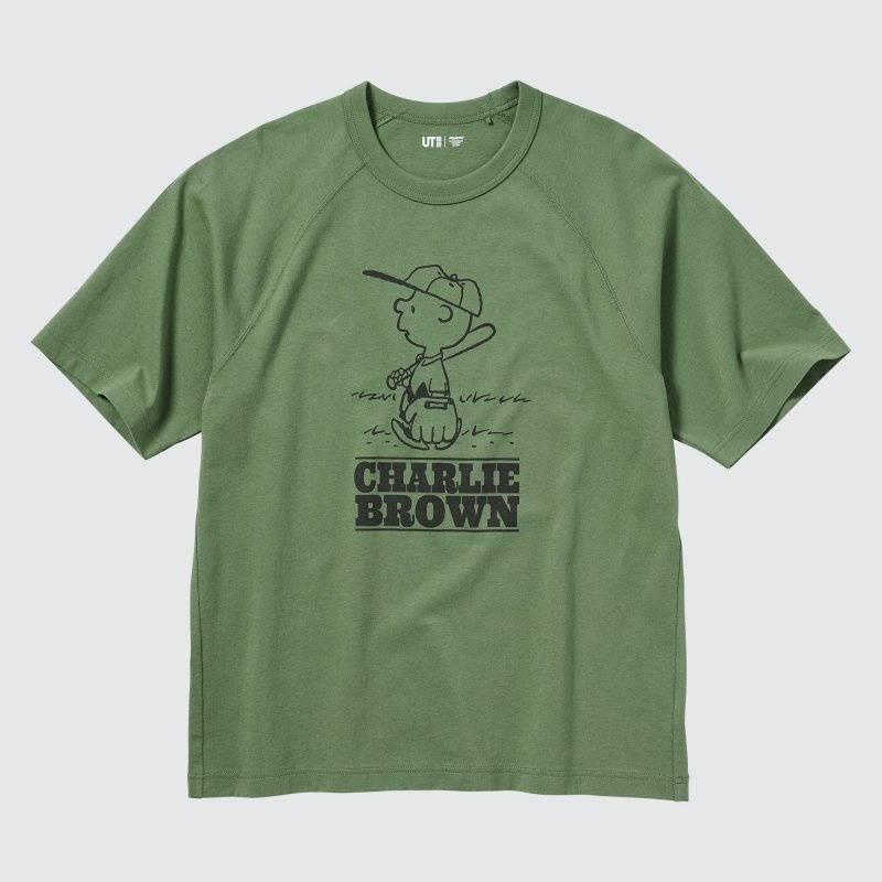 Green Men Uniqlo Retro Peanuts Ut (Oversized Short-sleeve Graphic) T Shirts | USA EQPNC-0983