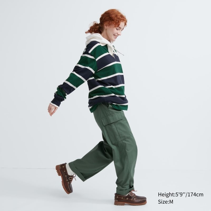 Green Men Uniqlo Rugger Long-sleeve Polo Shirts | USA HQNSV-2059