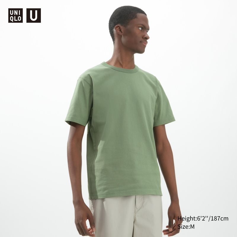 Green Men Uniqlo U Crew Neck Short-sleeve T Shirts | USA CILOW-0435