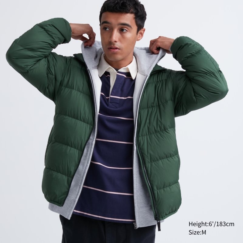 Green Men Uniqlo Ultra Light Down (3d Cut Wide Quilt) Jackets | USA YBEIS-3652