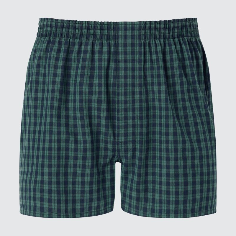 Green Men Uniqlo Woven Checked Trunks | USA RGHUB-3907