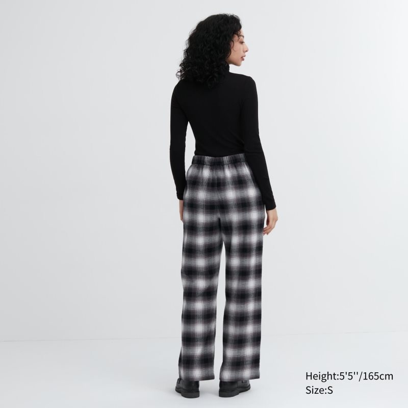 Green Women Uniqlo Flannel Checked Pants | USA LWHMA-1437