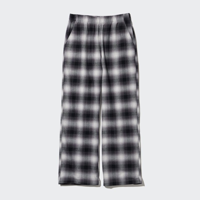 Green Women Uniqlo Flannel Checked Pants | USA LWHMA-1437