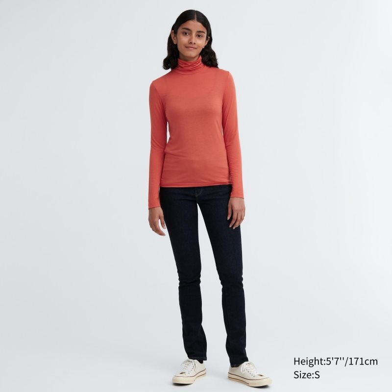 Green Women Uniqlo Heattech Ultra Light Turtleneck Long-sleeve T Shirts | USA DGFYN-1708