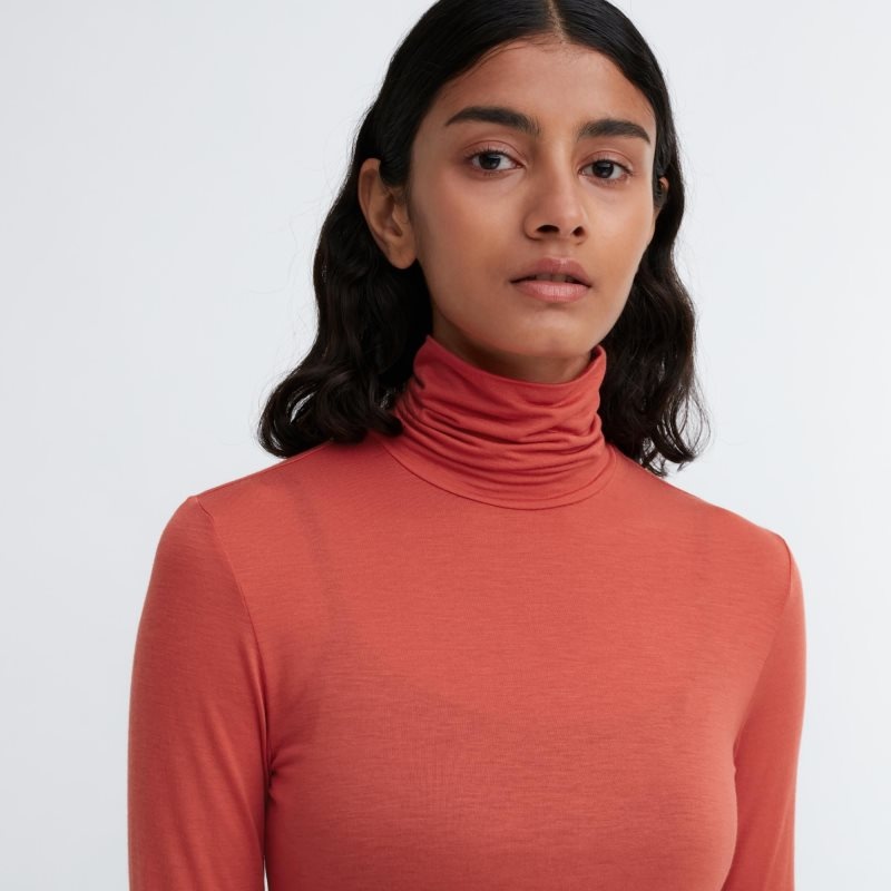 Green Women Uniqlo Heattech Ultra Light Turtleneck Long-sleeve T Shirts | USA DGFYN-1708