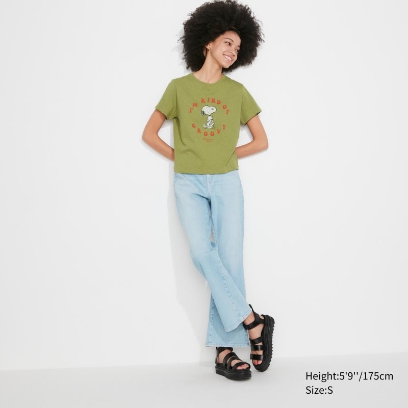 Green Women Uniqlo Love Sunshine & Peanuts Ut (Short-sleeve Graphic) T Shirts | USA RANMI-2685