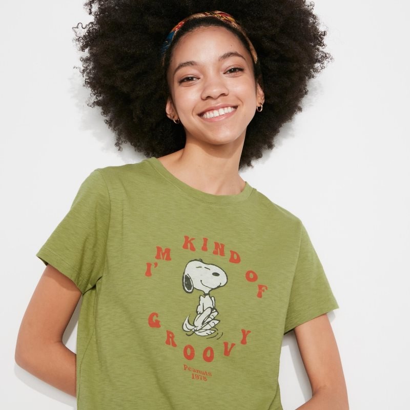 Green Women Uniqlo Love Sunshine & Peanuts Ut (Short-sleeve Graphic) T Shirts | USA RANMI-2685