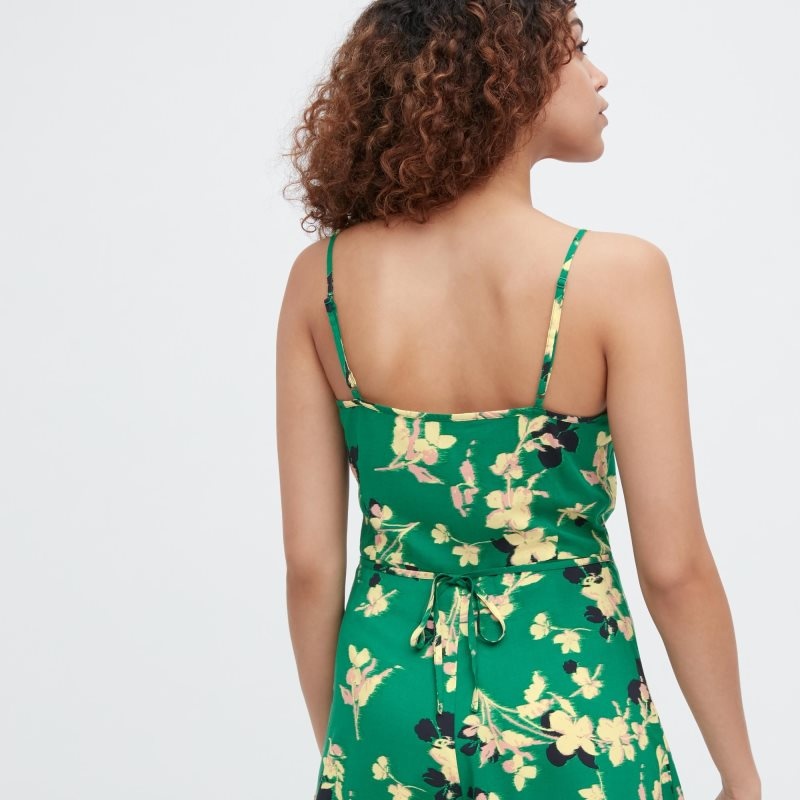 Green Women Uniqlo Printed Camisole Romper Dress | USA PCKVQ-5627