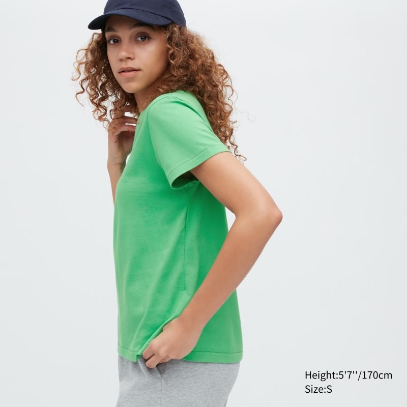 Green Women Uniqlo Supima® Cotton V-neck Short-sleeve T Shirts | USA ZHJCB-5604