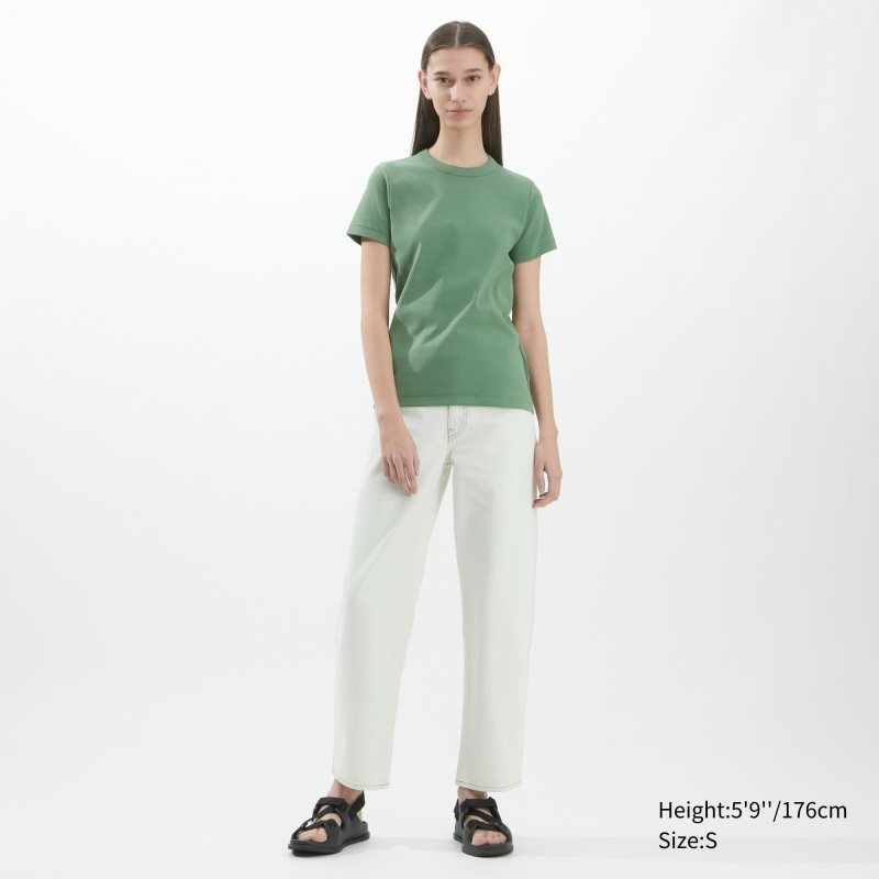 Green Women Uniqlo U Crew Neck Short-sleeve T Shirts | USA XDSLP-2530