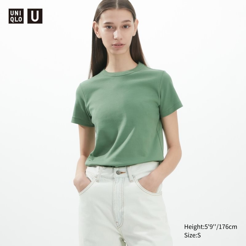 Green Women Uniqlo U Crew Neck Short-sleeve T Shirts | USA XDSLP-2530