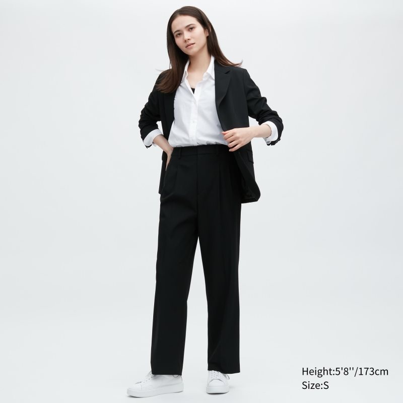 Green Women Uniqlo Wide-fit Pleated (Tall) Pants | USA LMCNP-9132