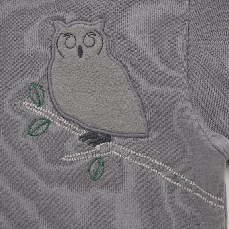 Grey Baby Uniqlo Fleece Pullover (Owl) Sweatshirt | USA IABEZ-1253