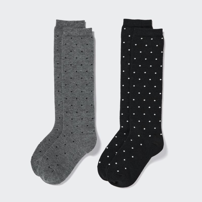 Grey Kids Uniqlo Heattech High (2 Pairs) Socks | USA ZUDRW-6720