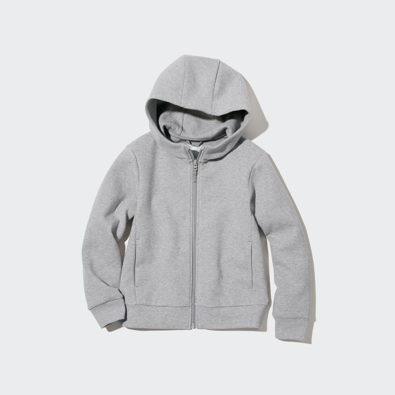 Grey Kids Uniqlo Ultra Stretch Dry Sweat Long-sleeve Full-zip Hoodie | USA VTKWJ-6279