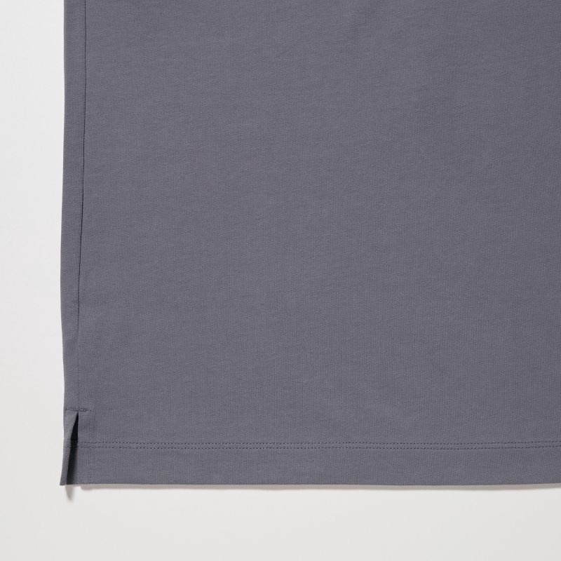 Grey Men Uniqlo Airism Cotton Uv Protection Crew Neck T Shirts | USA ASIYO-6389